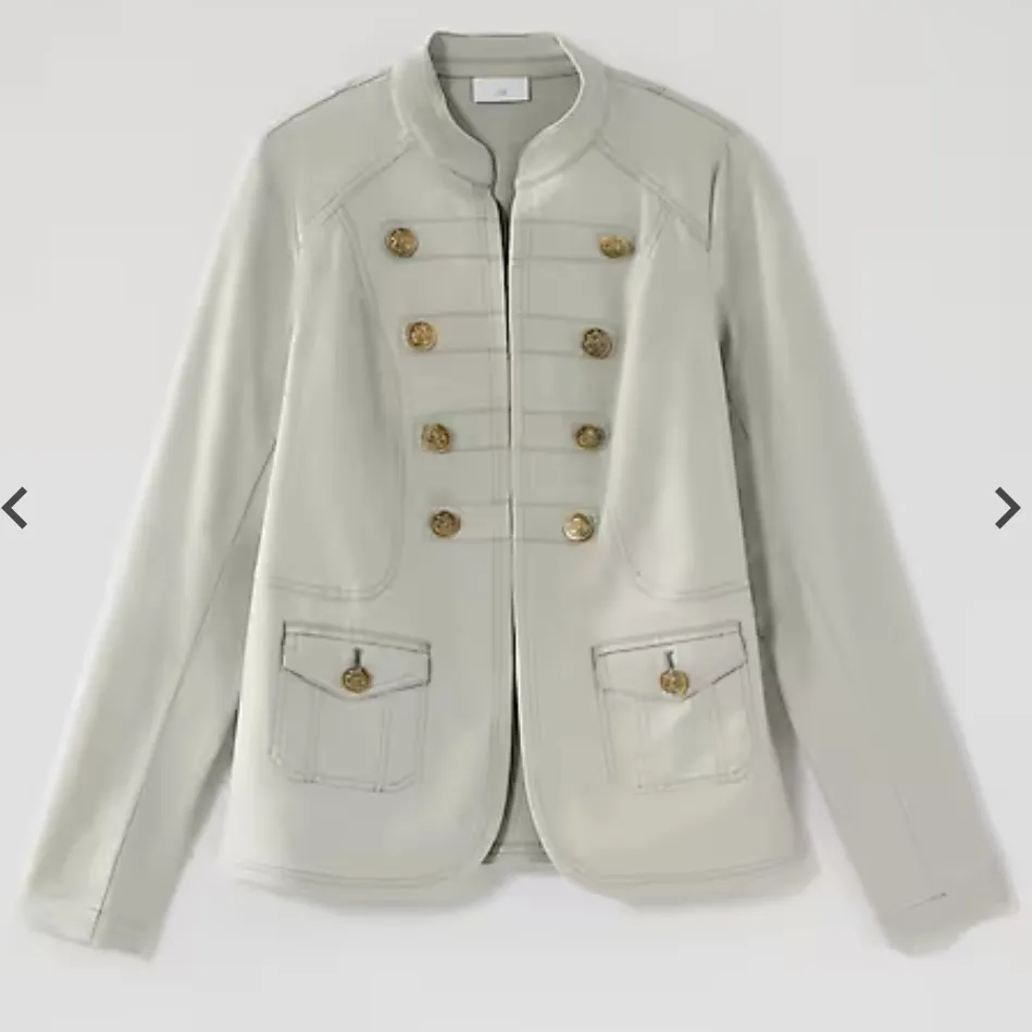 J. Jill Slub Chino Military Jacket Light Zinc color size S Petite Silver - Image 3