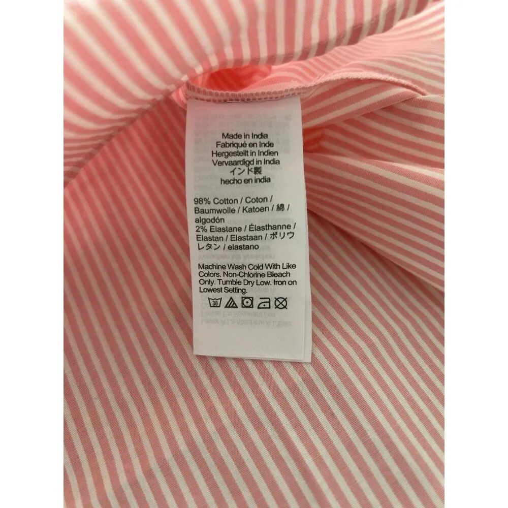 J.Crew Womens Long Sleeve Striped Rosette Button Down Blouse Top Pink Size 3X - Image 9