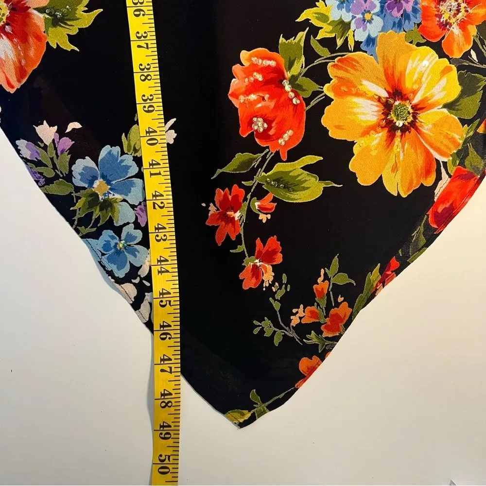 Vintage Y2K American Angel Floral Midi Dress Sz M Black 90s Boho Romantic Witchy Size M - Image 8