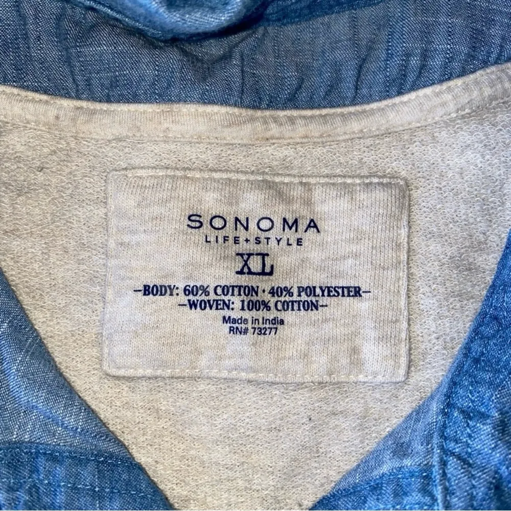 Sonoma Life + Style Faux Layered Cream and Denim Like Sweater Size XL - Image 3