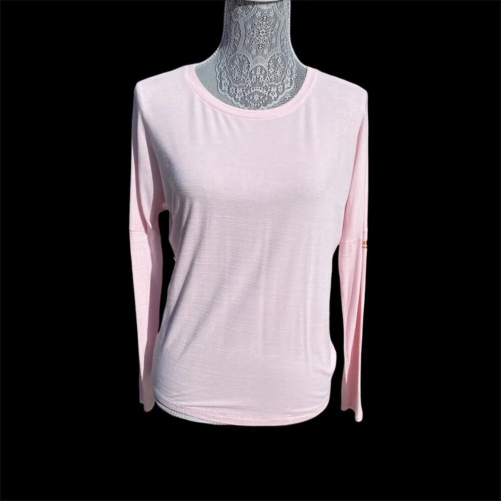 SKECHERS Womens Athleisure GoRun Long Sleeve Open Back Workout Top Pink XS - Image 3