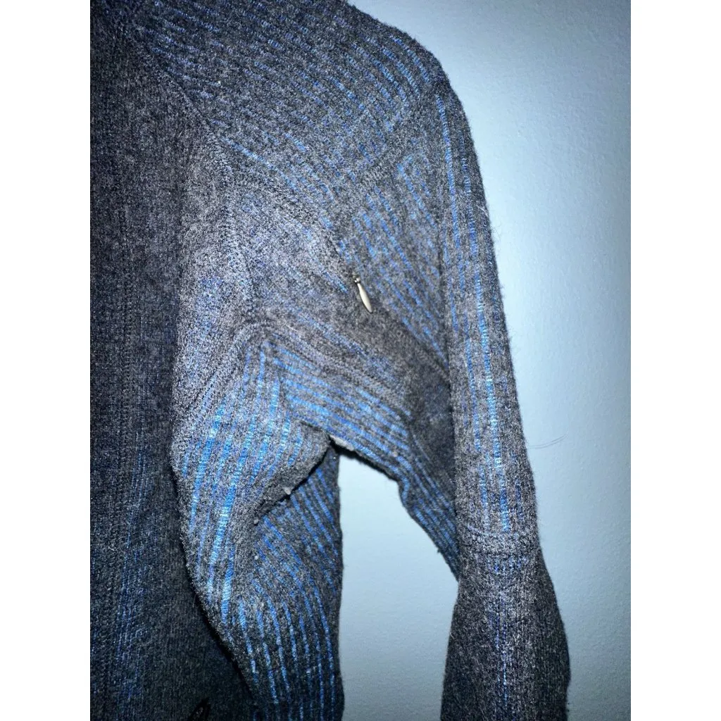 Mountain Hardwear Gray & Blue Sarafin Zip Up Sweater size S/P Wool Blend Hike - Image 3