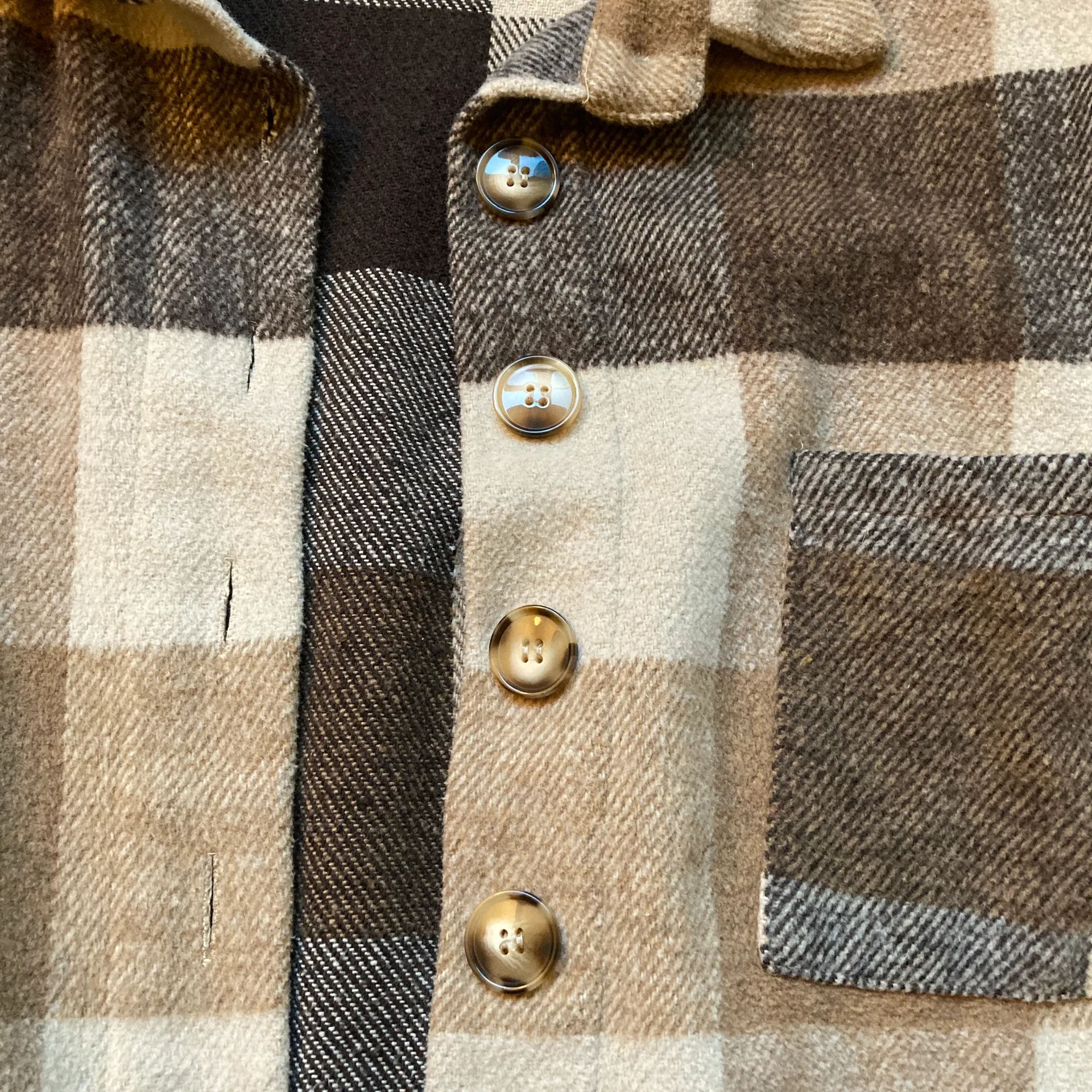 Brown Plaid Button Up Shacket Size S - Image 4