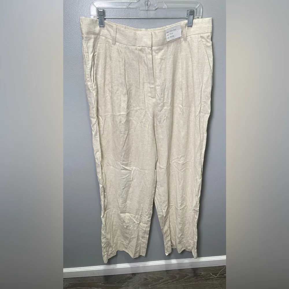 Abercromb & Fitch NEW Women's Sloane Tailored Linen-Blend Wide Leg Pant Size 14L - Image 3