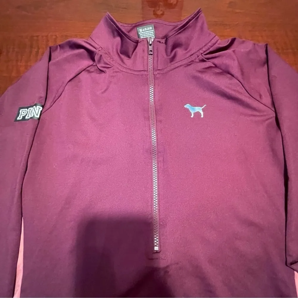 Victoria's Secret VS PINK Dog Logo 3/4 zipper Sweater sport top workout Y2K Sz L - Image 3