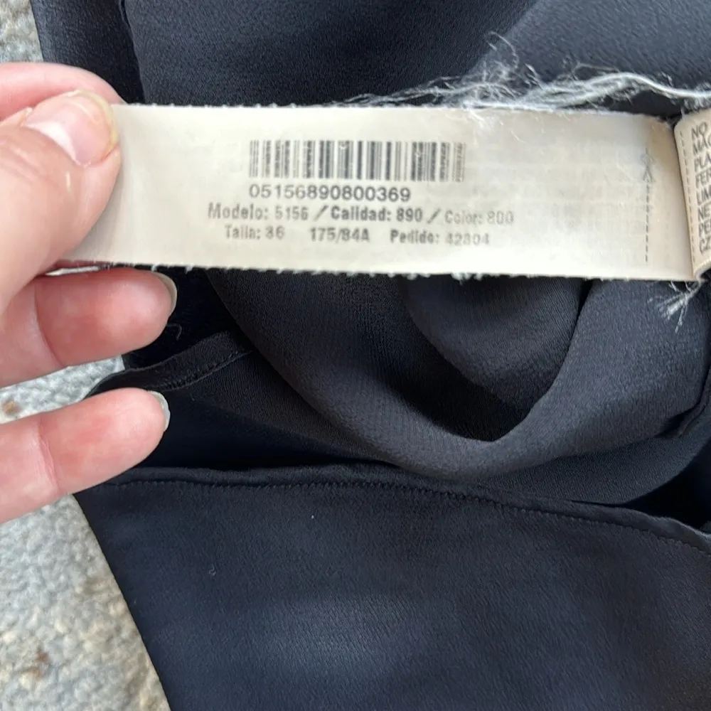 Massimo Dutti Satin Mockneck Keyhole Blouse Black 36 - Image 10