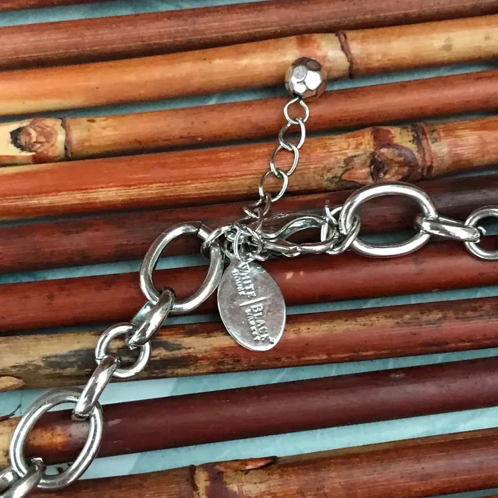 White House Black Market Bold Silver Tone Necklace - Image 7