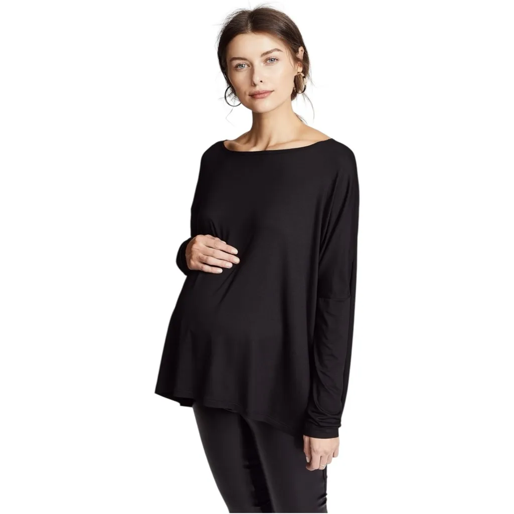 HATCH Maternity The Long Sleeve Tee Shirt Black Viscose Top - Image 2