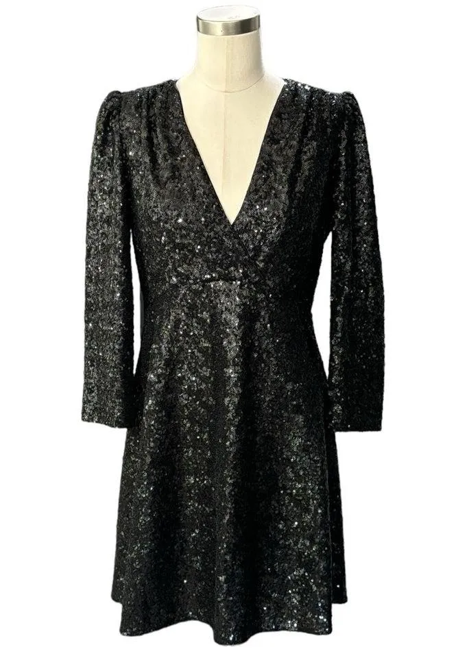 Kate Spade sequin dress black plunging neckline size 2 - Image 4