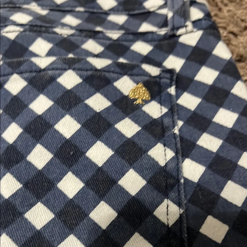 Kate Spade Navy and White Checkered Straight Leg Jeans - Image 7