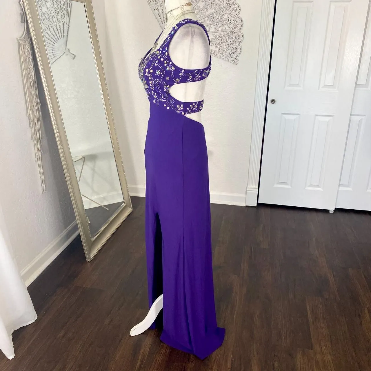 Jump Early 2000's Purple Iridescent Rhinestone Fairy Beaded Prom Formal Dress S - Image 4