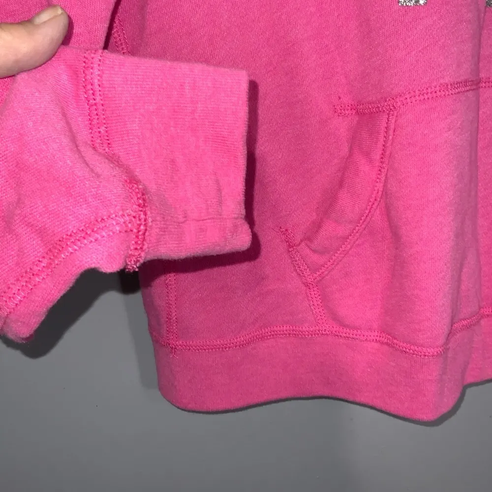Hollister Pink With Silver Glitter “19” On Front Hoodie Kangaroo Picket Large - Image 4