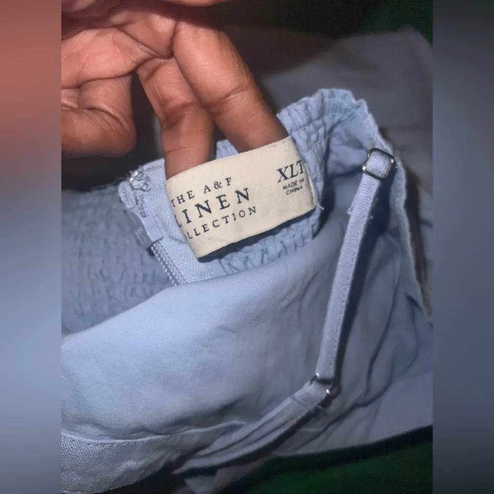 Abercrombie & Fitch The Linen Collection Light Blue Sleeveless Dress size XLTall - Image 3