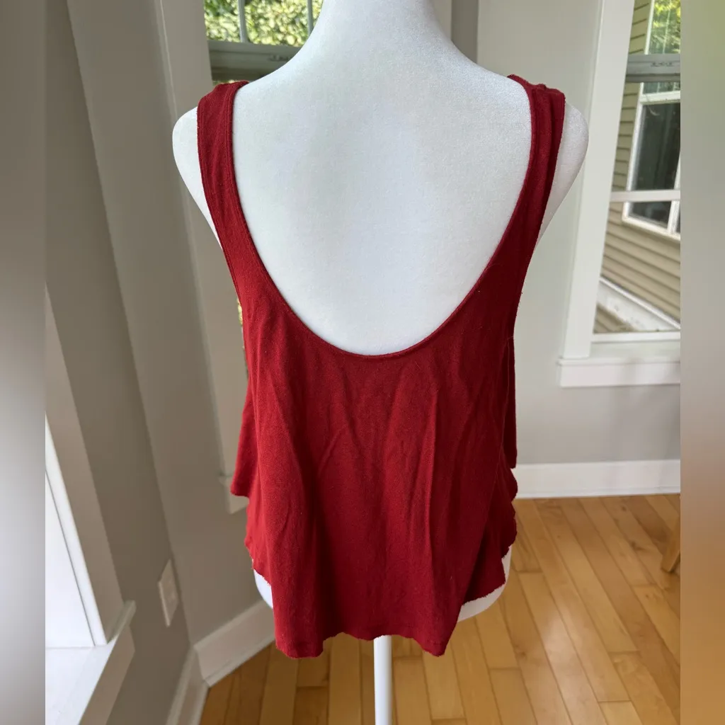 American Eagle Outfitters Rusty Red Low Scoop Back Loose Fit Crop Tank Sz Small - Image 11