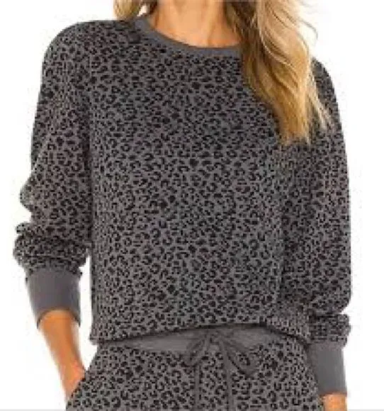 Rails Marcie Black/Gray Cheetah Print Long Sleeve Sweatshirt Size Small - Image 1