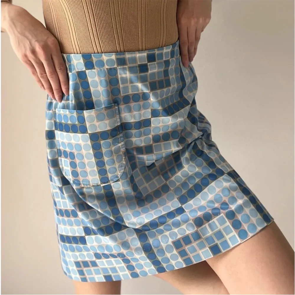 Vintage 60s MOD Mini Difini Orginials Blue Checkered Polkadot Skirt Skort Size undefined - Image 3