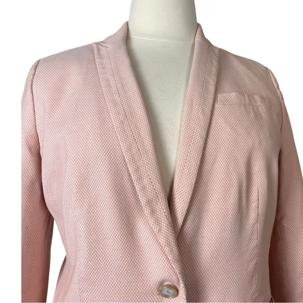 Talbots Blazer Notch Lapel Single Button Knit Peach White Women’s Plus Size 16 - Image 5