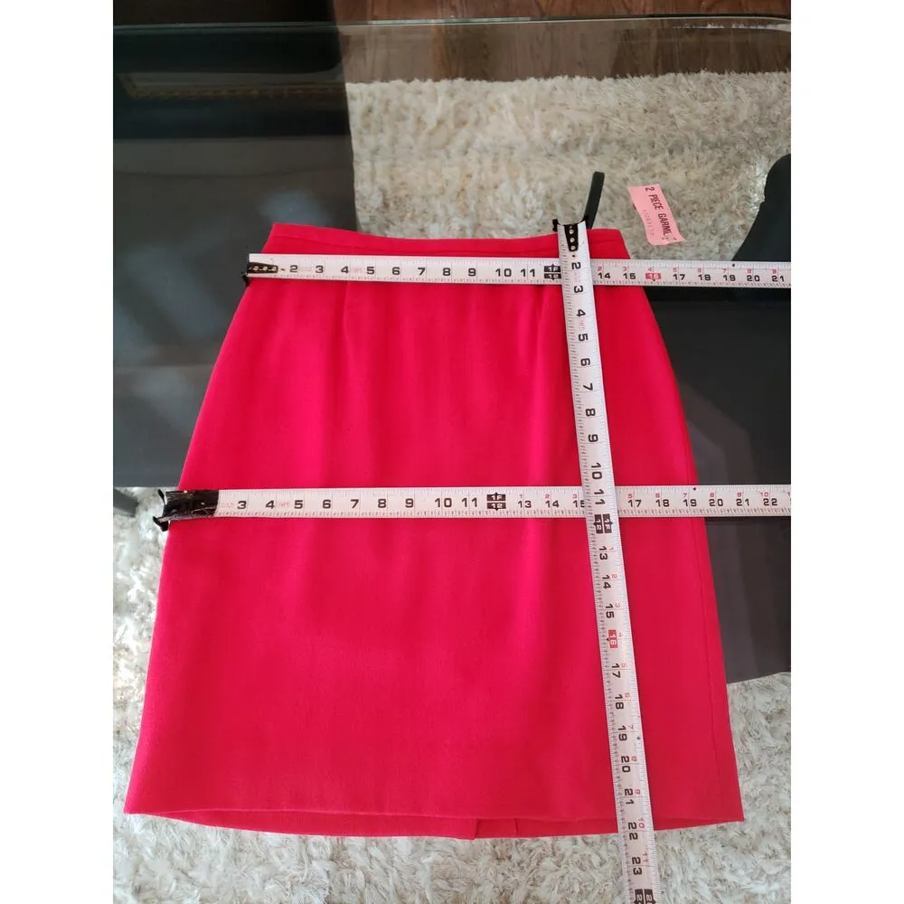 Vintage Bicci Florine Wachter Skirt Suit Set 8 Red Sngle Breasted Beaded Lapel - Image 7