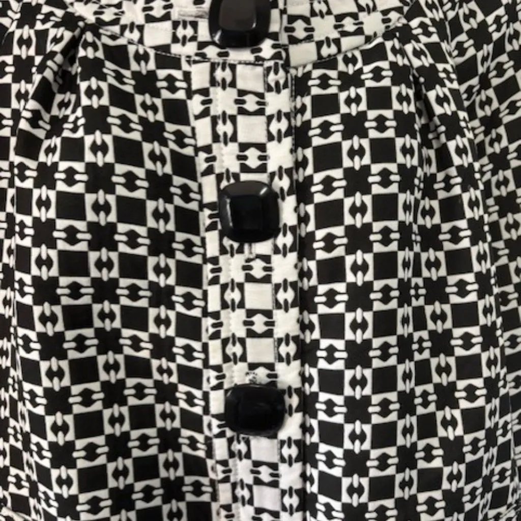 Live a Little Vtg Black White Quilted Button Cuff Jacket Women XL Bold Career - Image 4