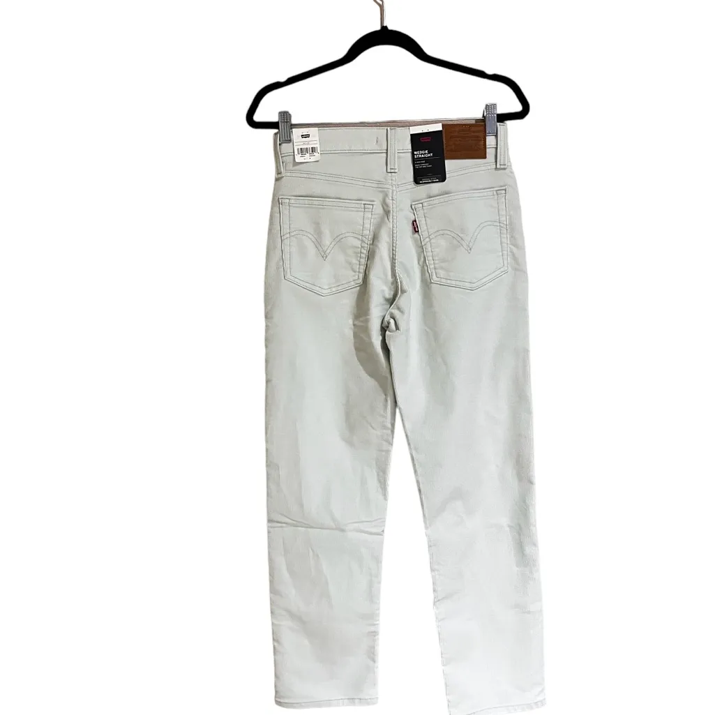NWT LEVI'S WEDGIE STRAIGHT FIT CORDUROY WOMEN'S PANTS Mist Green 26X26 - Image 9