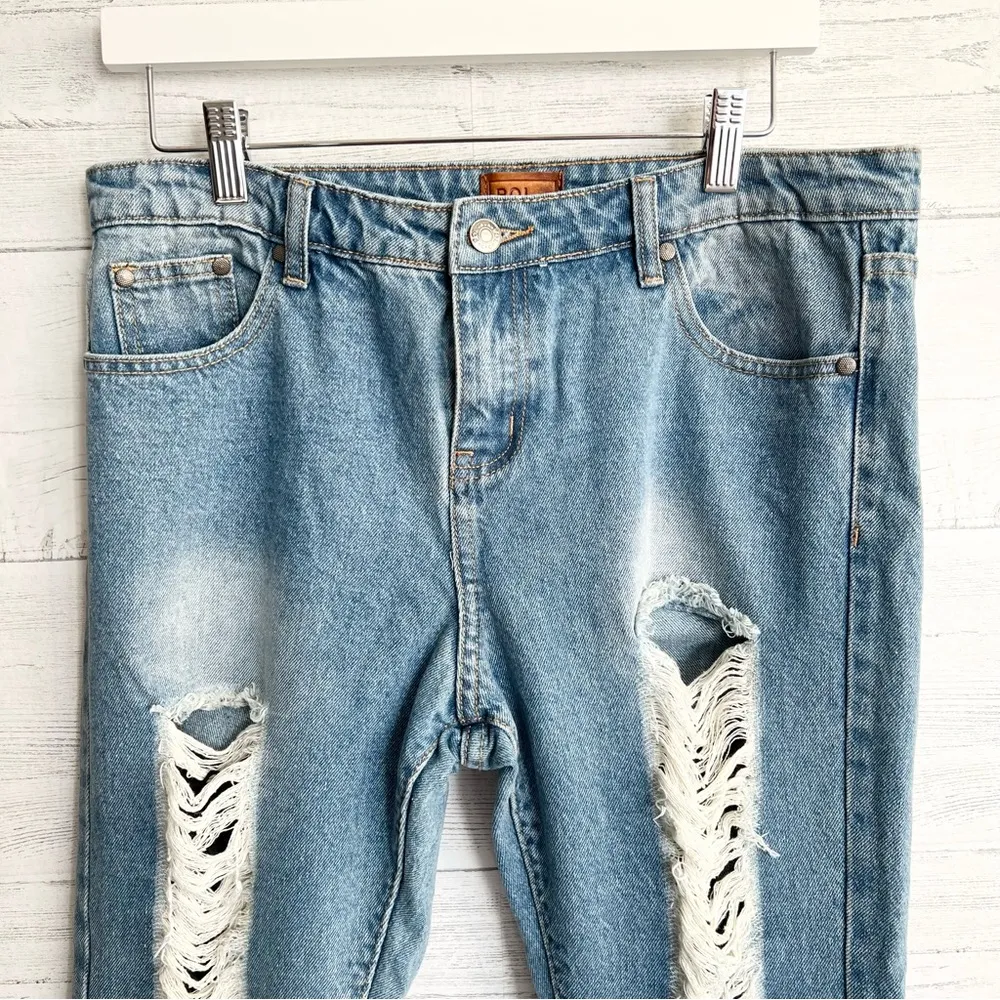 POL clothing Distressed Peekaboo Fishnet Jeans - Image 2