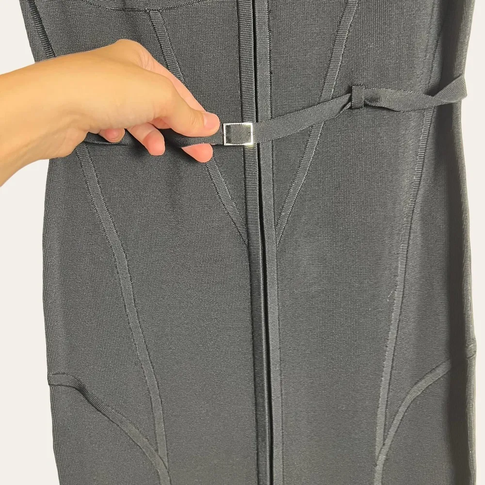 Karen Millen NEW Black Knit Cocktail Pencil Dress Size 2 - Image 7