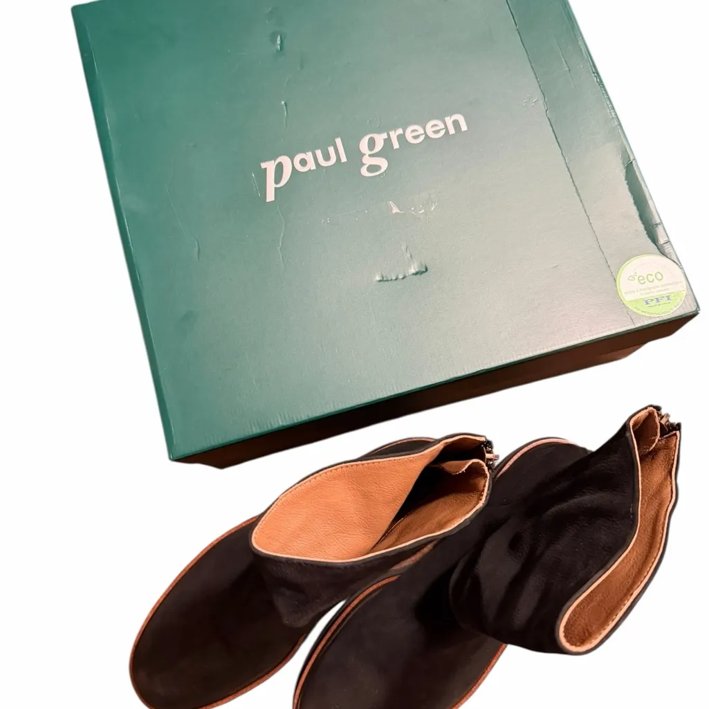 $500 NEW PAUL GREEN NOBU ZIP-UP BOOT BLACK NUBUCK SLOUCHY PLATFORM 8.5 (TC19) - Image 10