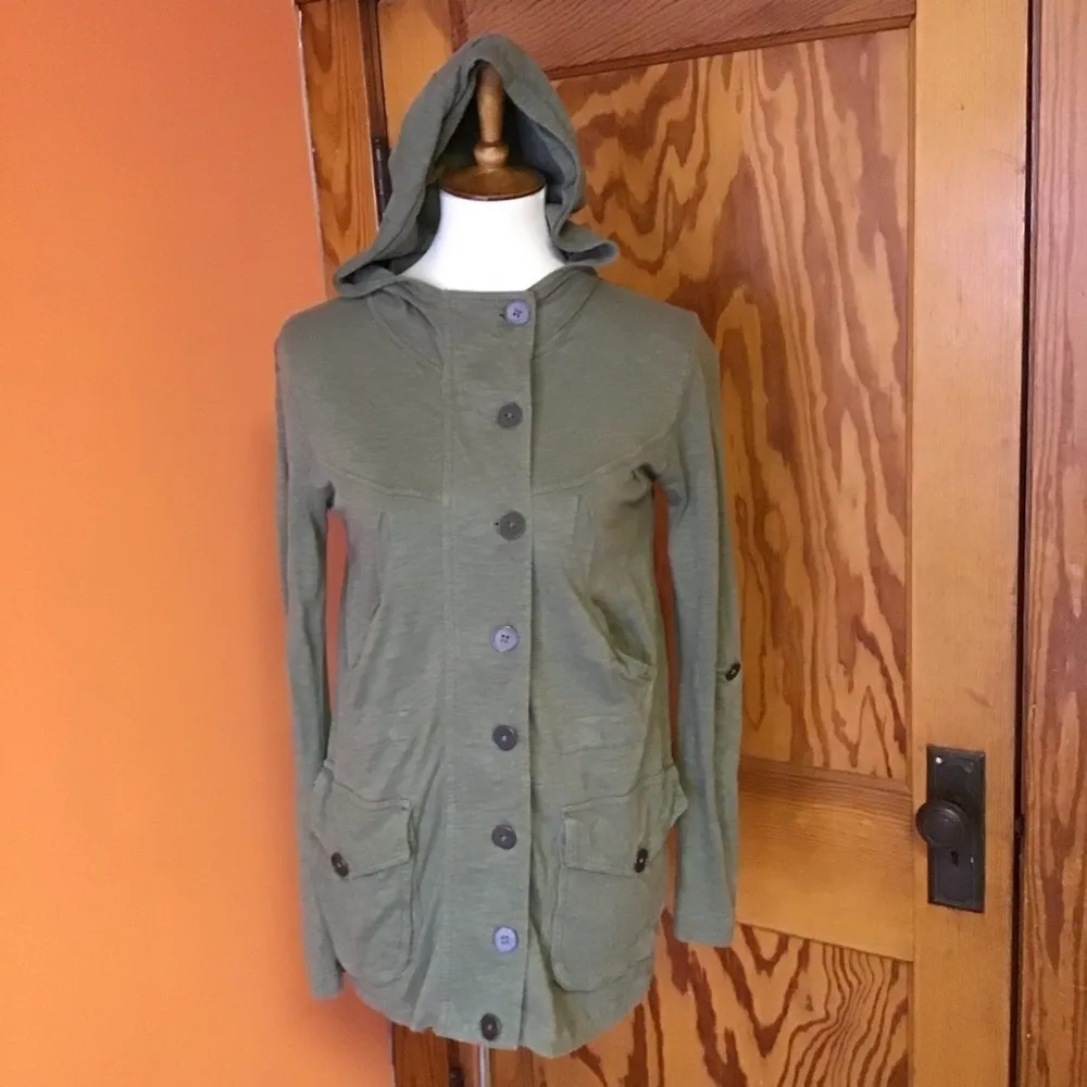 Threads 4 Thought Olive Green Hooded Utility Jacket Button Front - Image 7