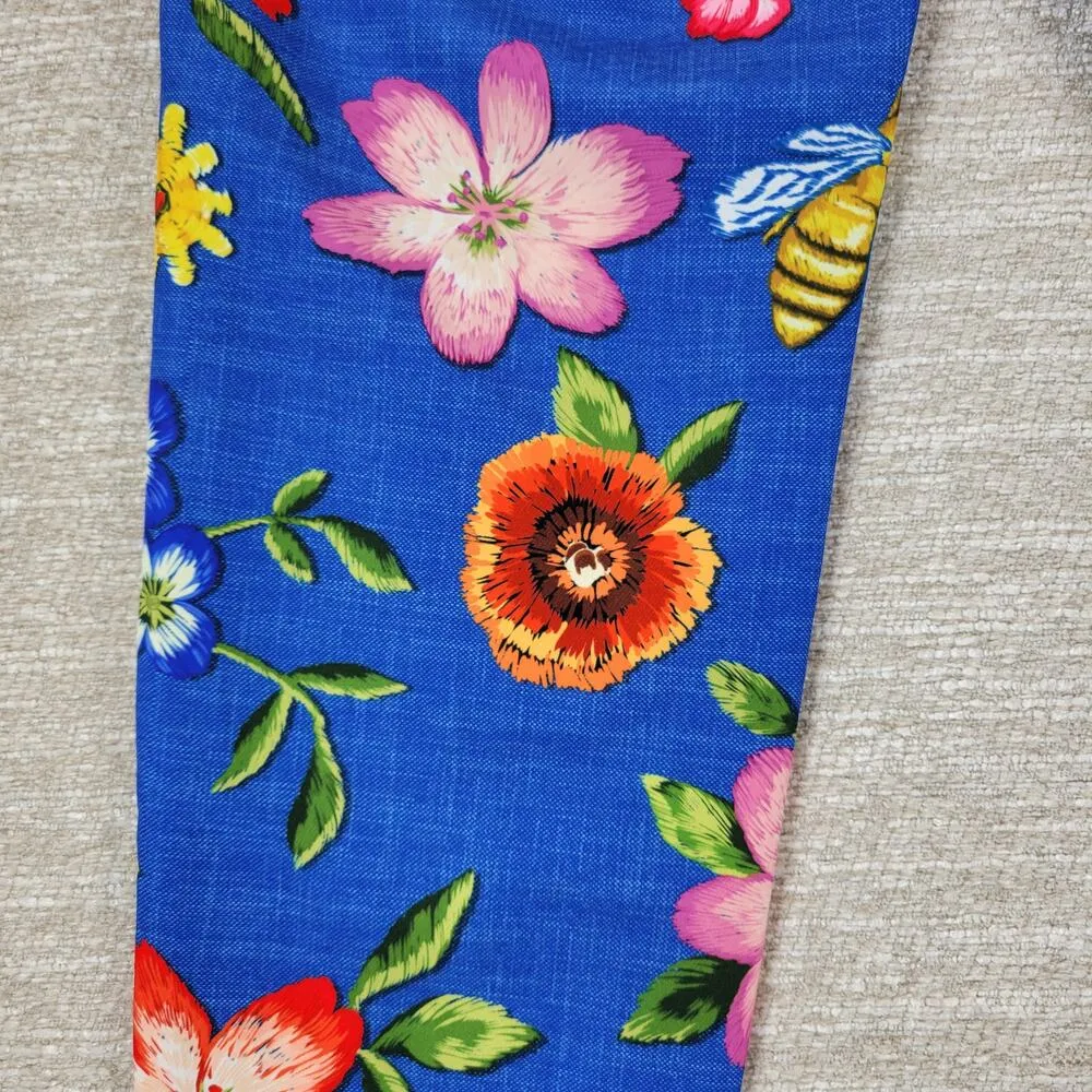 J McLaughlin Margot Cropped Pants Womens 8 Blue Floral Butterfly Side Zip Capri - Image 6