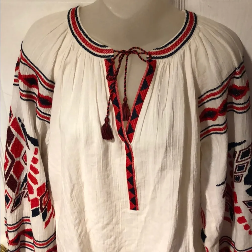 Maison Scotch Balloon Sleeve Embroidered Cotton Gauze Boho top S NWT - Image 2
