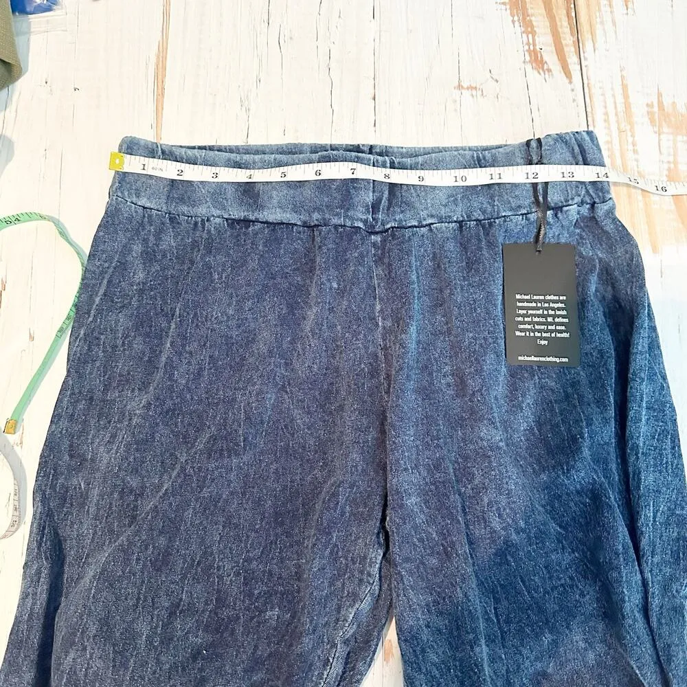 Michael Lauren Pablo Pant Soft Knit Casual in Indigo Mineral Wash Size XS - Image 5
