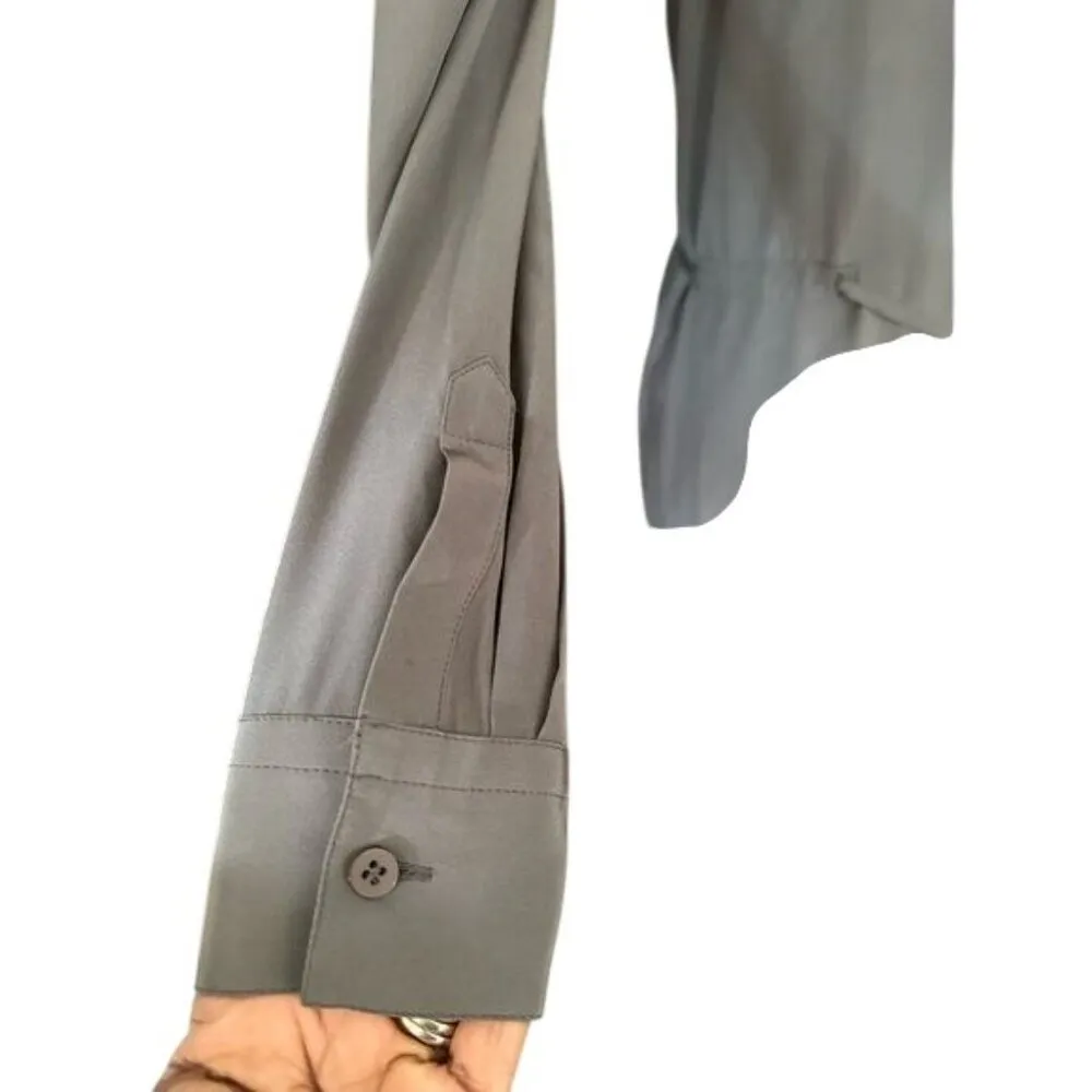 DVF Diane Von Furstenberg Gray Midi Shirt Dress Draw String Waist Size 2 - Image 5