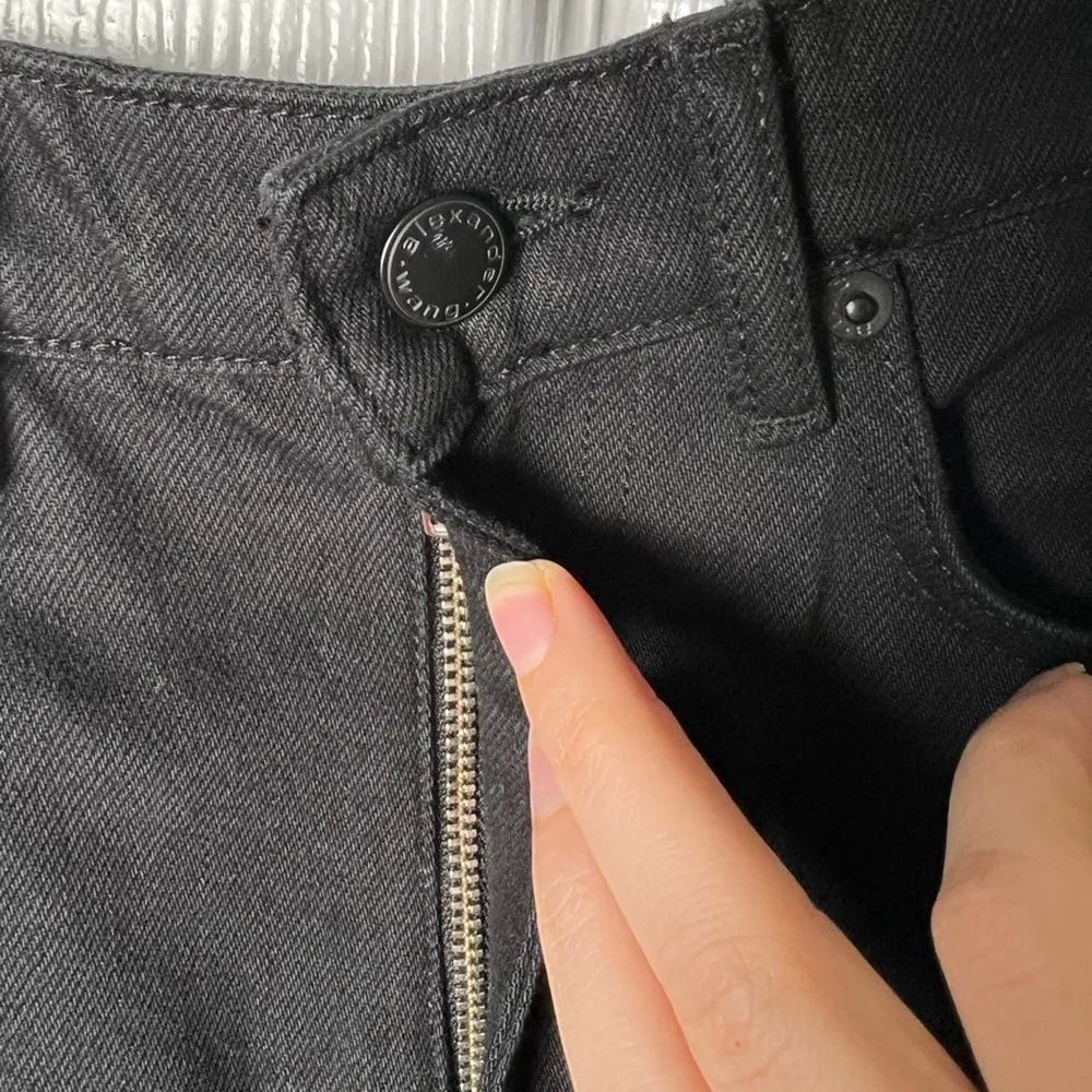 Alexander Wang Womens High Rise Dipped Back Distressed Knee Black Jeans 27 - Image 8