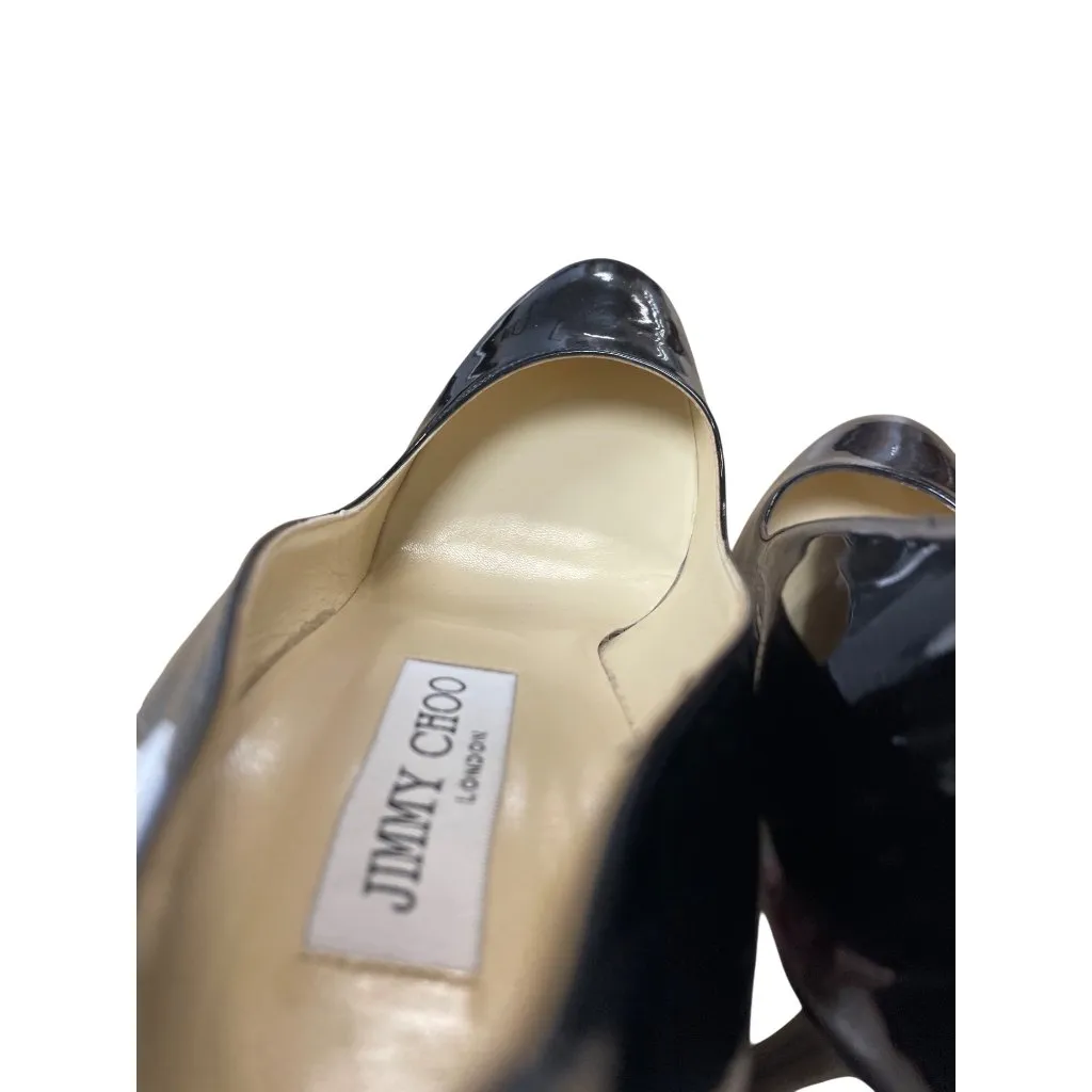 Jimmy Choo womans Black Patent Leather Stiletto 5.5" Heels Size 41/10.5 SKU 9707 - Image 12