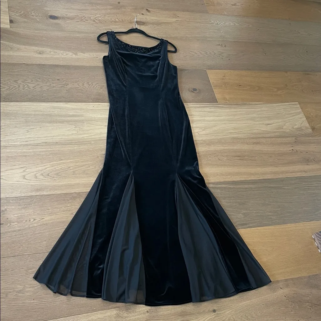 Jessica Howard Velvet Sequin Black Mermaid Dress Size 10 - Image 7