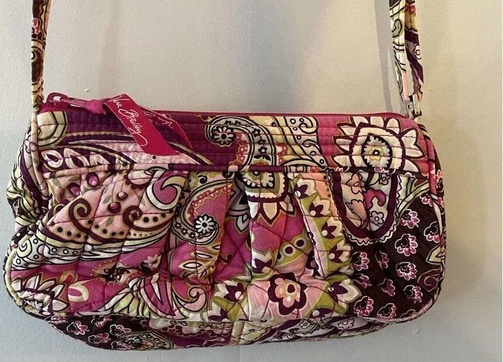 Vera Bradley Very Berry Pattern Purse CrossBody Adjustable Strap Small Pleated - Image 3