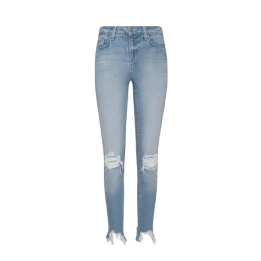 L’AGENCE High Line Distressed Skinny Jeans Classic Braise Chewed Hem Light Wash - Image 8