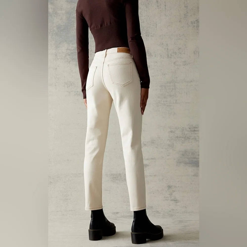 Pacsun Jeans Womens 31 Irish Cream Stretch Mom High Rise Straight Leg Denim NEW - Image 2