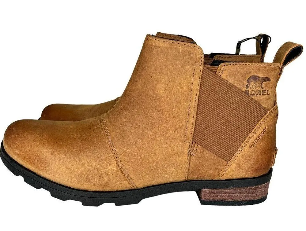 SOREL Emelie Chelsea Boots Waterproof Camel Brown Leather Women’s Size 10 - Image 2