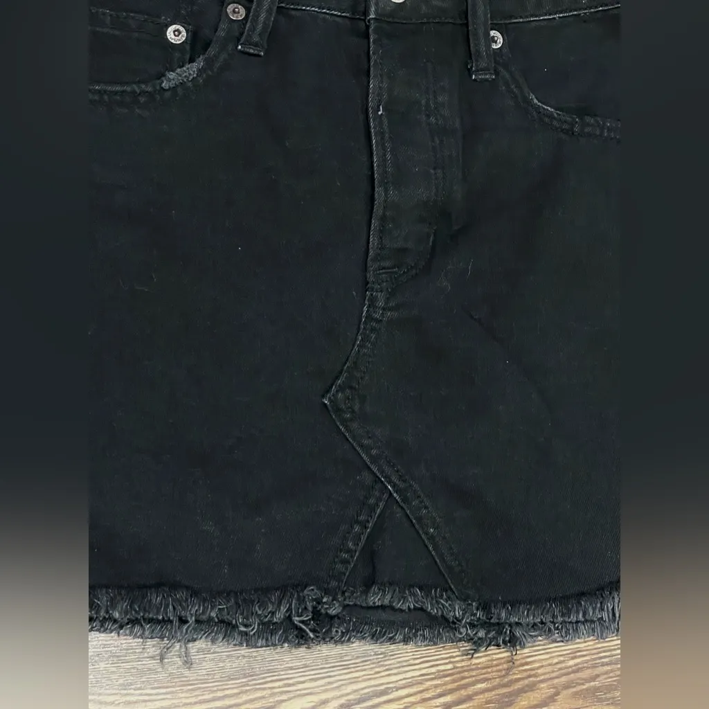 American Eagle AE Hi Rise Festival Mini Black Denim Skirt, Raw Hem, Size 6 -EUC - Image 7