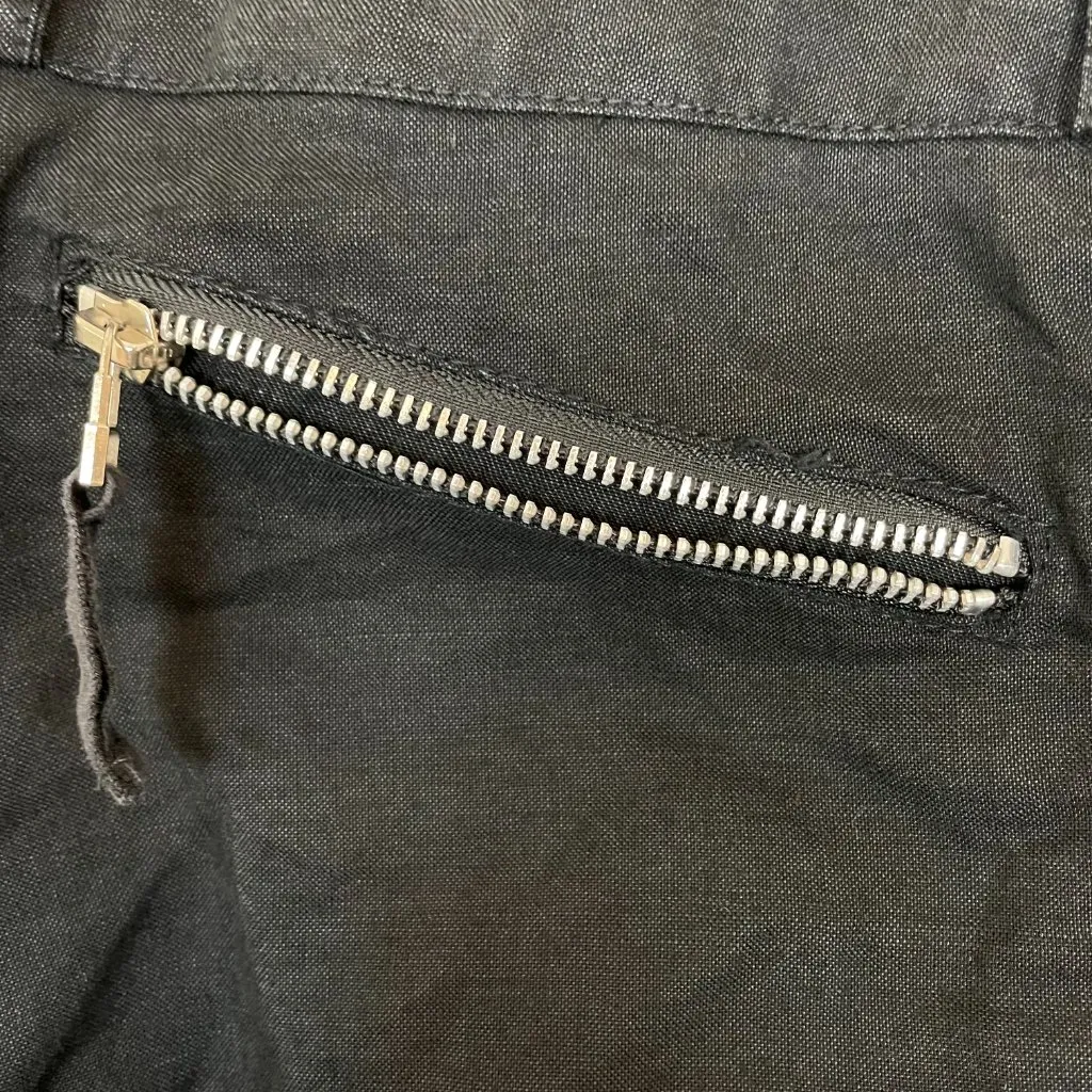 Black Pants Linen Cotton Buckle Waist Size 2 Low Rise Cropped Skater‎ Casual - Image 11