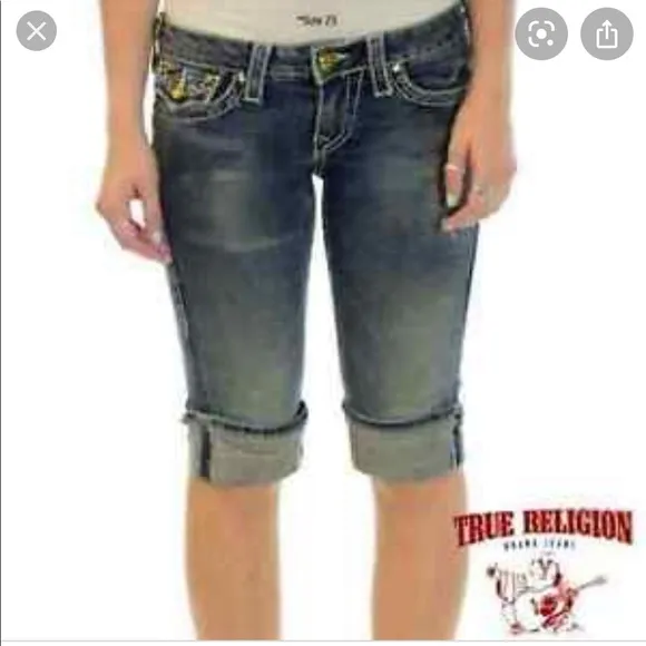 True Religion Sophie Cuffed Bermuda Jean Shorts - Image 9