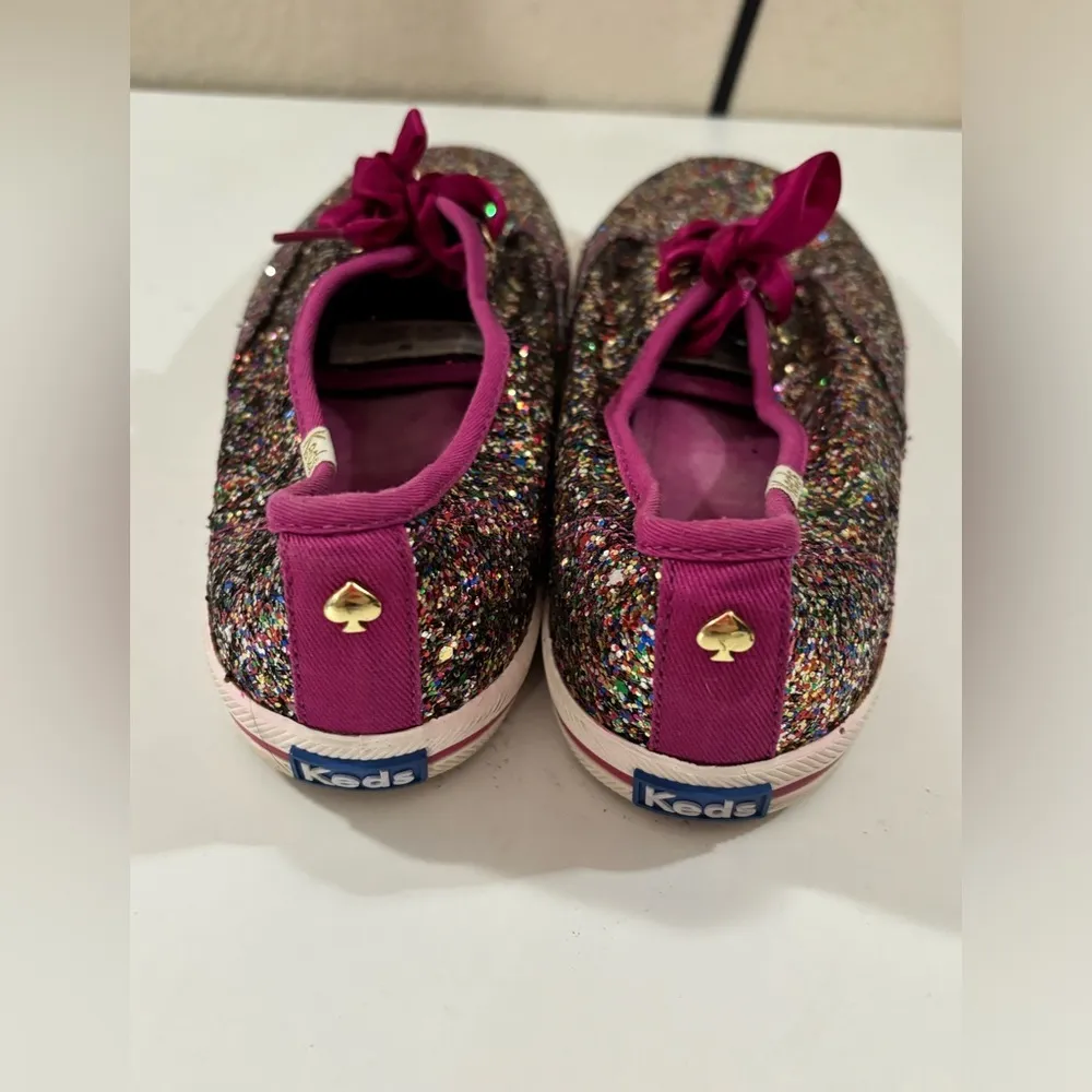 Keds X Kate Spade Fuchsia Multi Color Glitter Ribbon Tie Sneakers 6 - Image 6