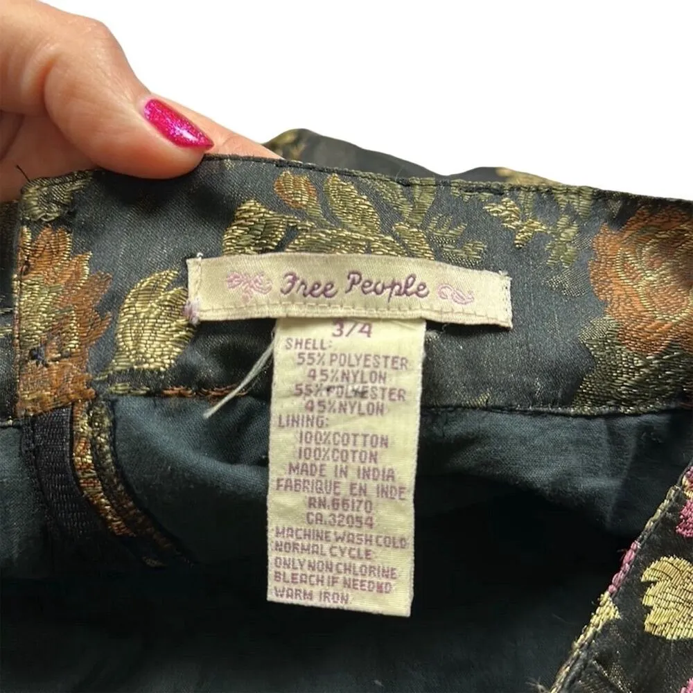 Free People Women's Black Floral A-Line Mini Skirt Size 3/4 Party/Cocktail VTG - Image 5