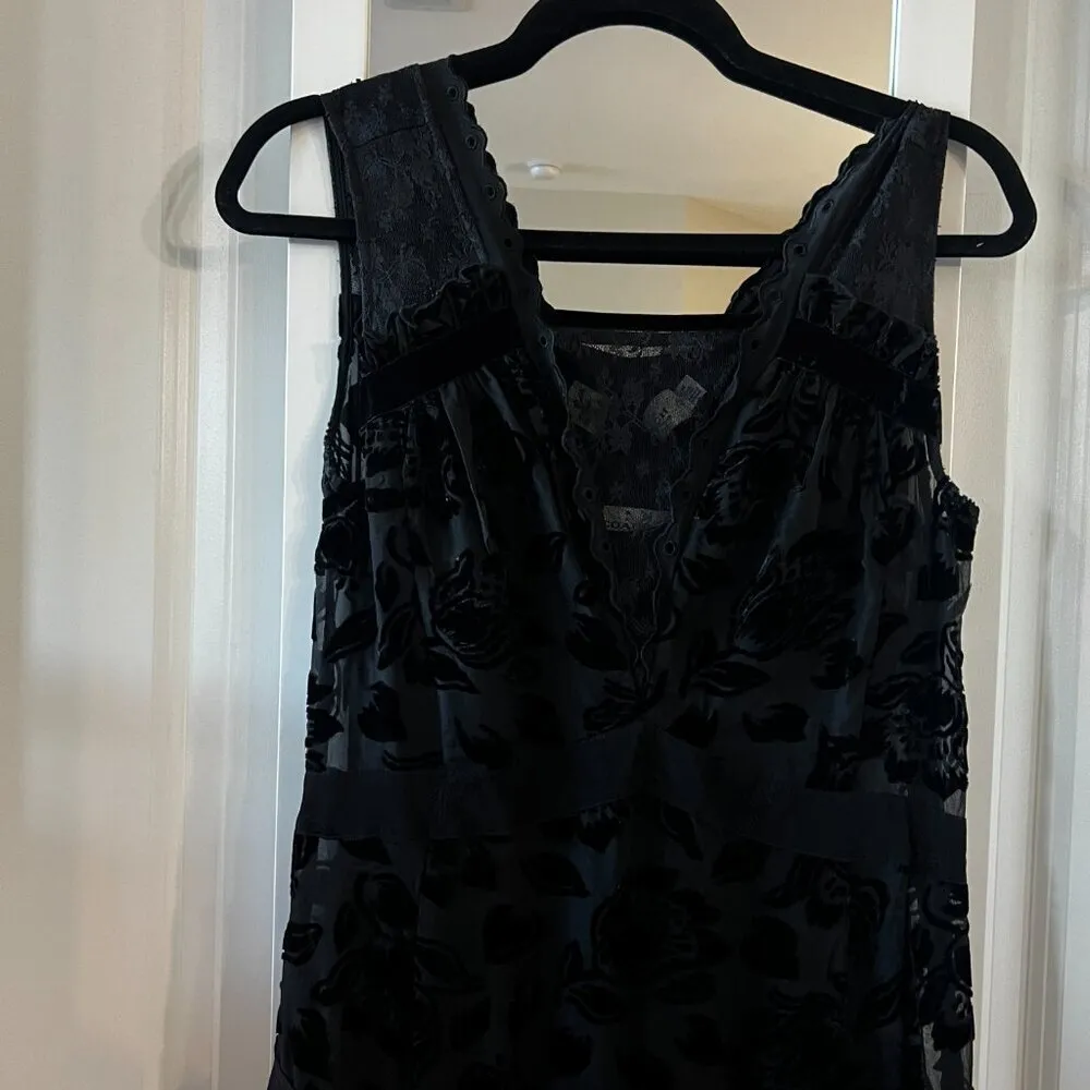 335 Coach Floral Devore Dress Size 4 Color Black - Image 4
