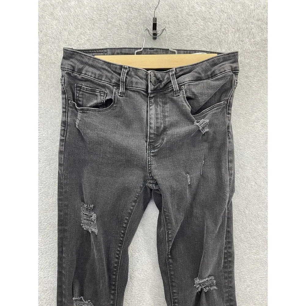 ZARA Women's Black Denim Jeans Mid Rise Slim Distressed Size 6 - Image 10