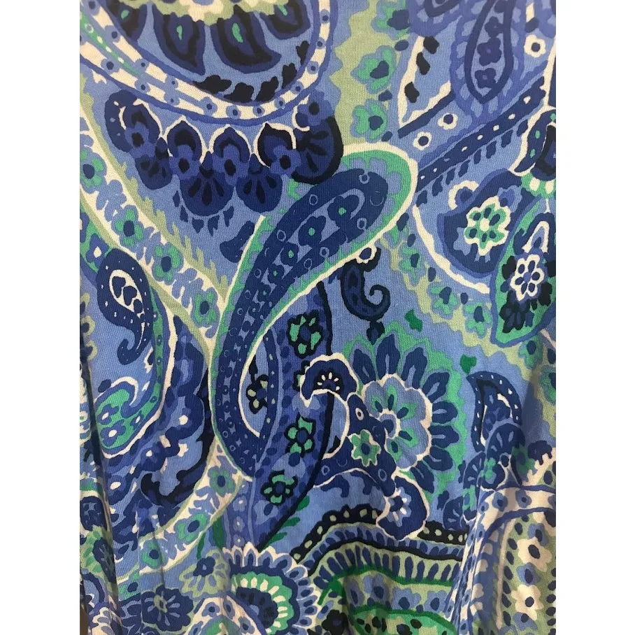 Talbots Blue Paisley Print Cotton Blend 3/4 Sleeve Cardigan Petite Size XL - Image 7