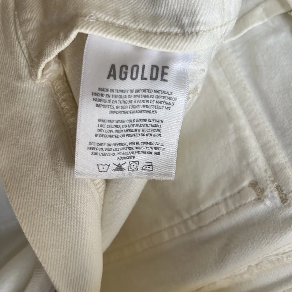 AGOLDE Celia High Waist Paperbag Cotton Cargo Shorts in Paste White Size 25 - Image 8