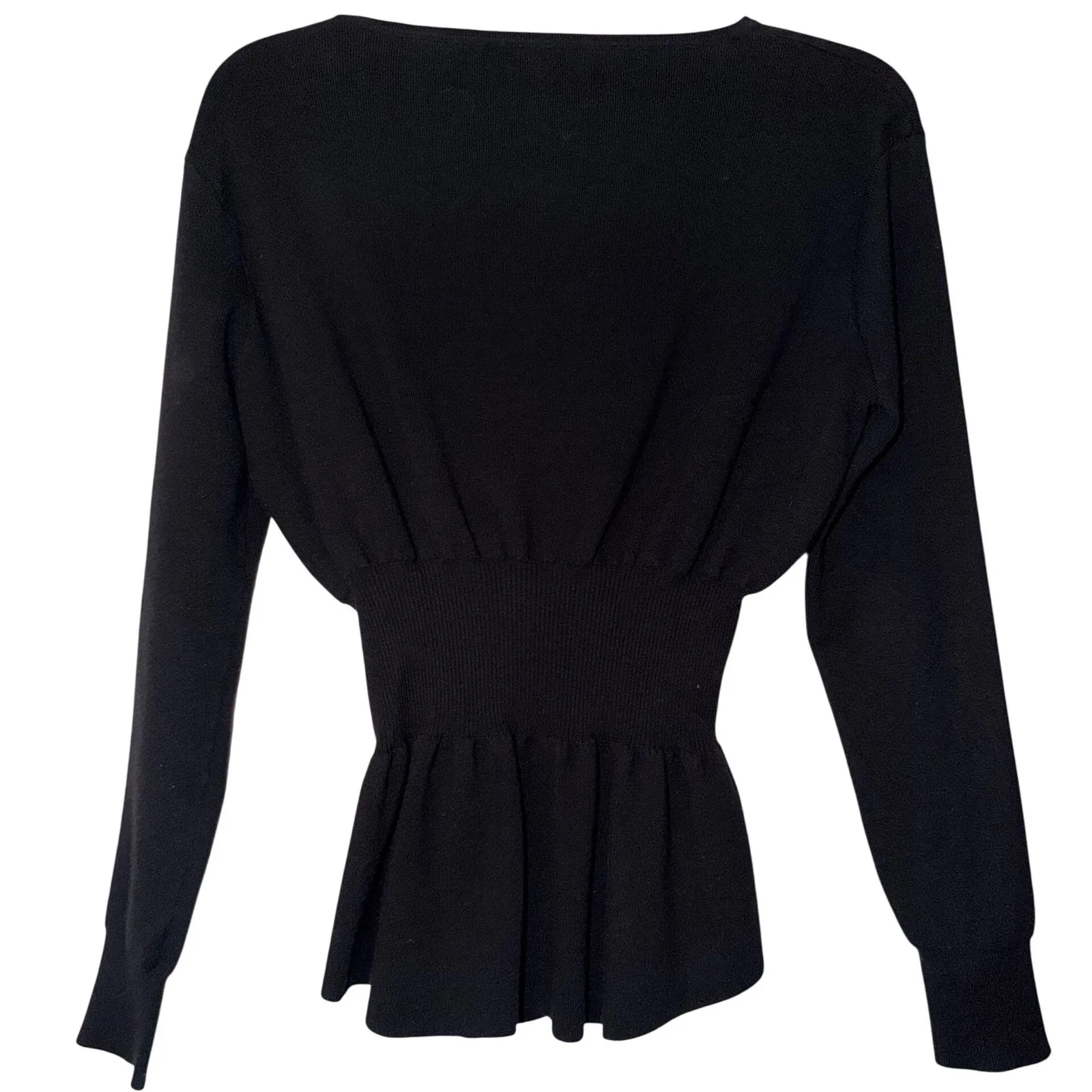 JAMISON Black Long Sleeve Peplum Sweater Corset Detail Women's Size S - Image 2