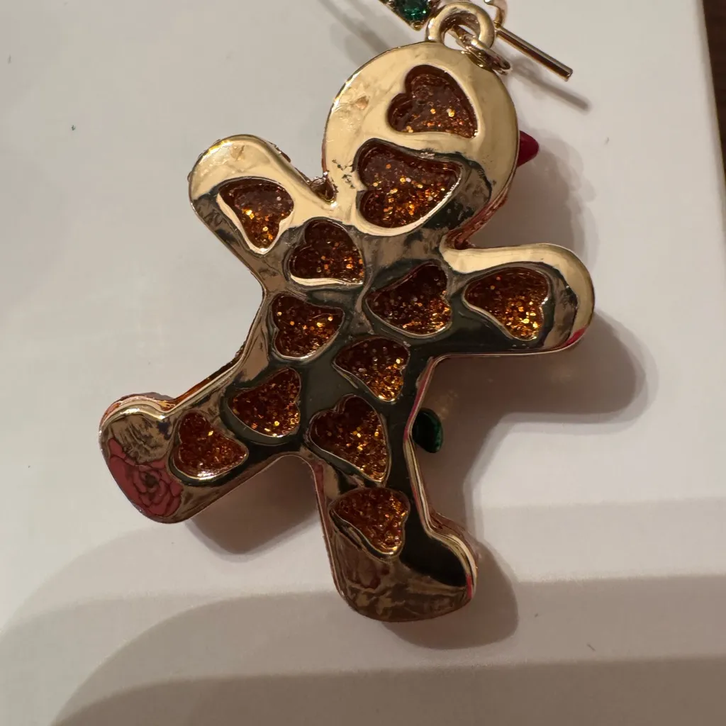 Betsey Johnson Gingerbread Dangling Earrings in Gift Box NWT - Image 4